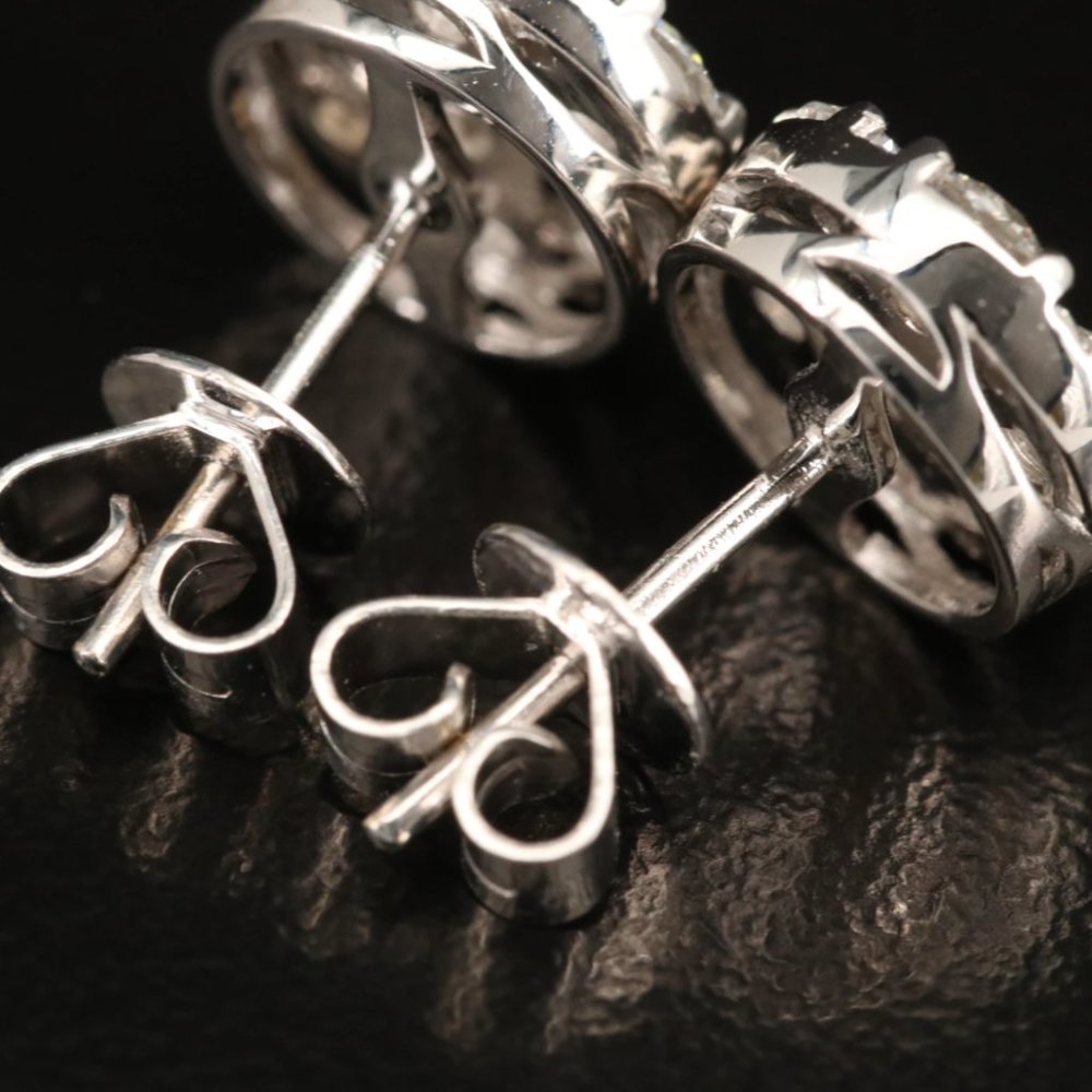 Appraisal Included - 18K Gold 1.82 CTW Diamond Cluster Stud Earrings - Picture 4 of 7